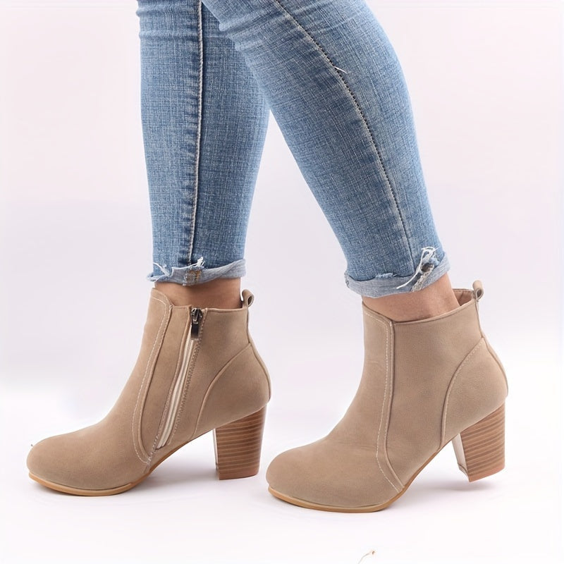 Stiefeletten Damen mit Blockabsatz und seitlichem Reißverschluss