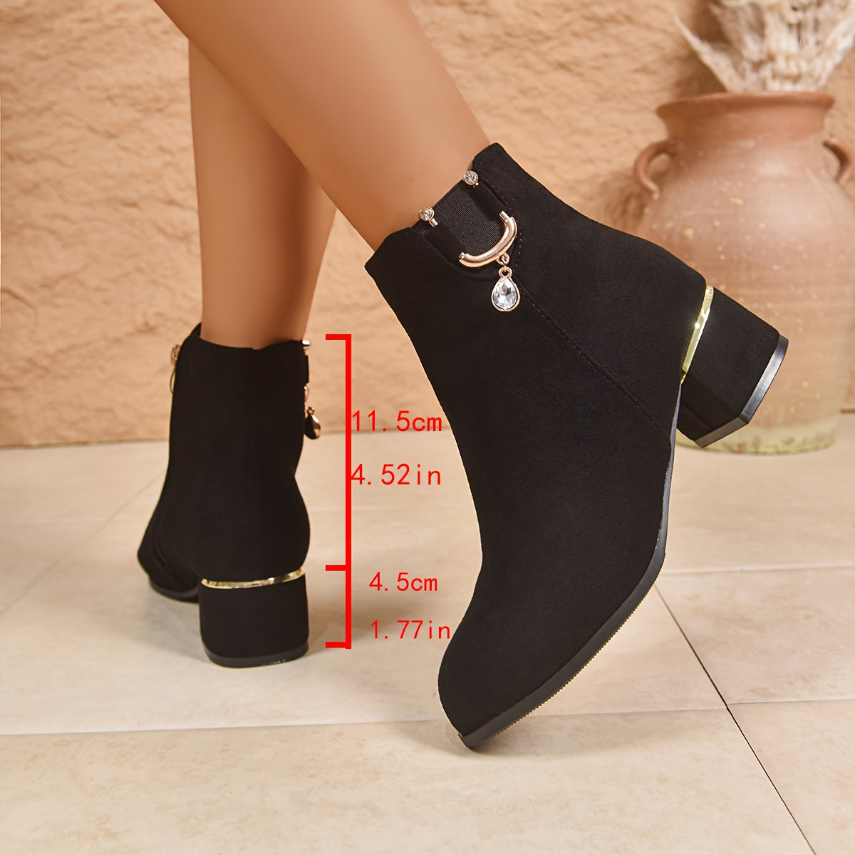 Stiefeletten Damen mit Blockabsatz und seitlichem Reißverschluss