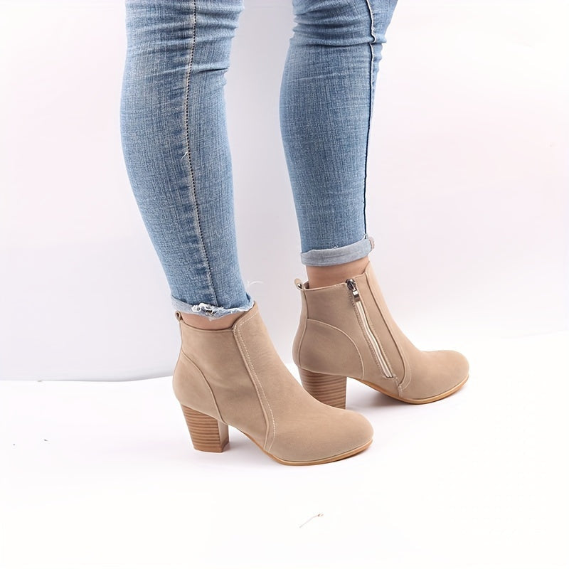Stiefeletten Damen mit Blockabsatz und seitlichem Reißverschluss