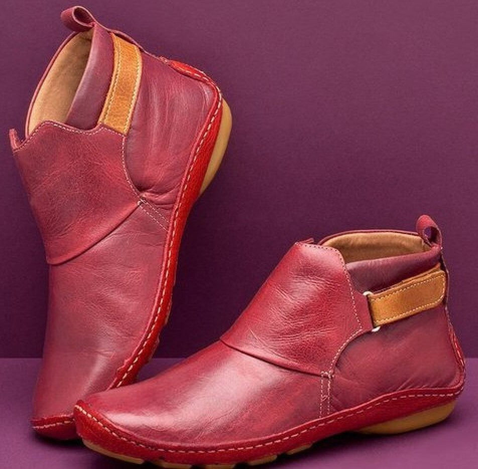 Stiefeletten Damen mit Riemenverschluss und handgenähter Optik