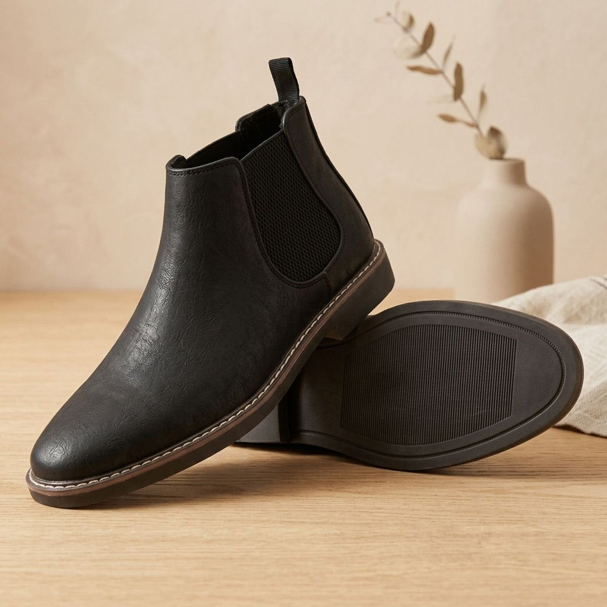 Stiefeletten Herren aus Vollnarbenleder mit Lederfutter, Chelsea Boots