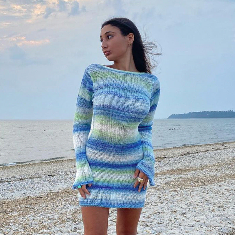 Strickkleid in Minilänge mit Glockenärmeln für Damen