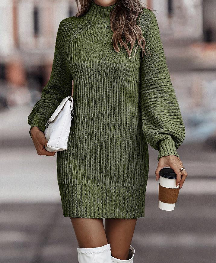 Strickkleid mit Ballonärmeln und kurzem Schnitt für Damen