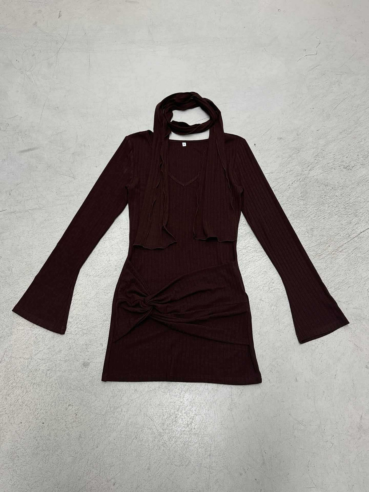 Strickkleid mit Knotendetail und Halstuch für Damen