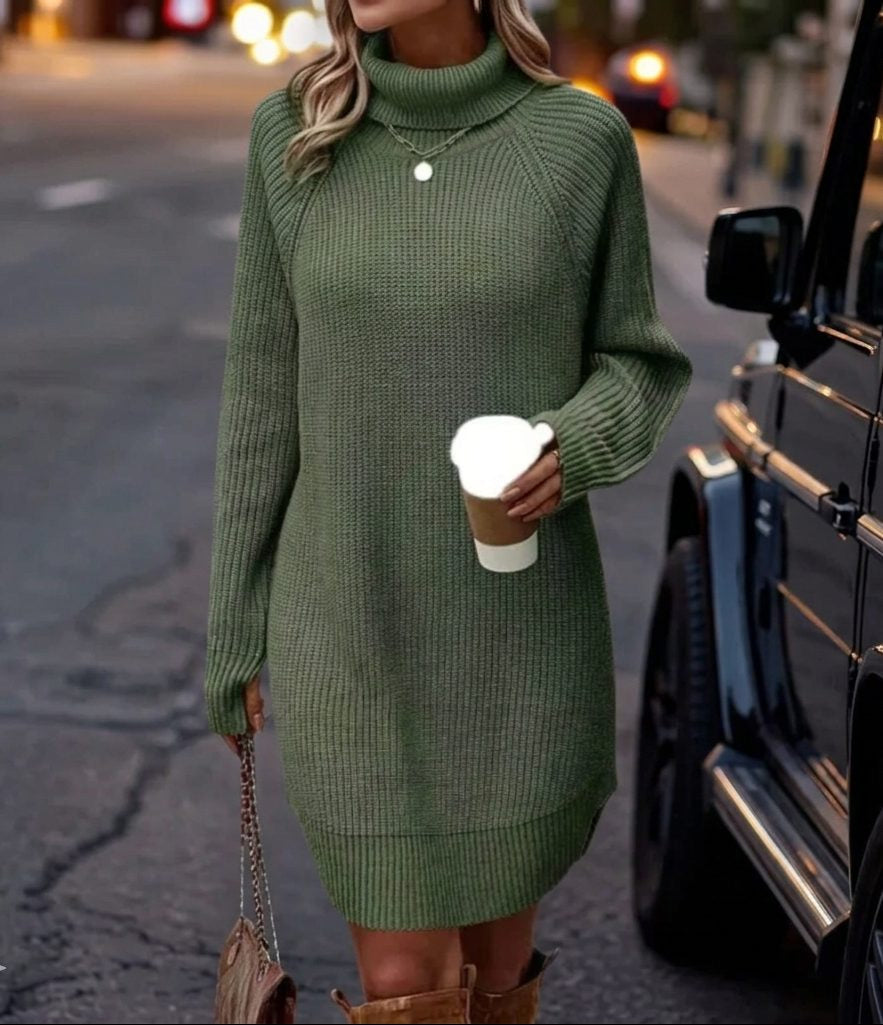 Strickkleid mit Rippstruktur und langen Ärmeln für Damen