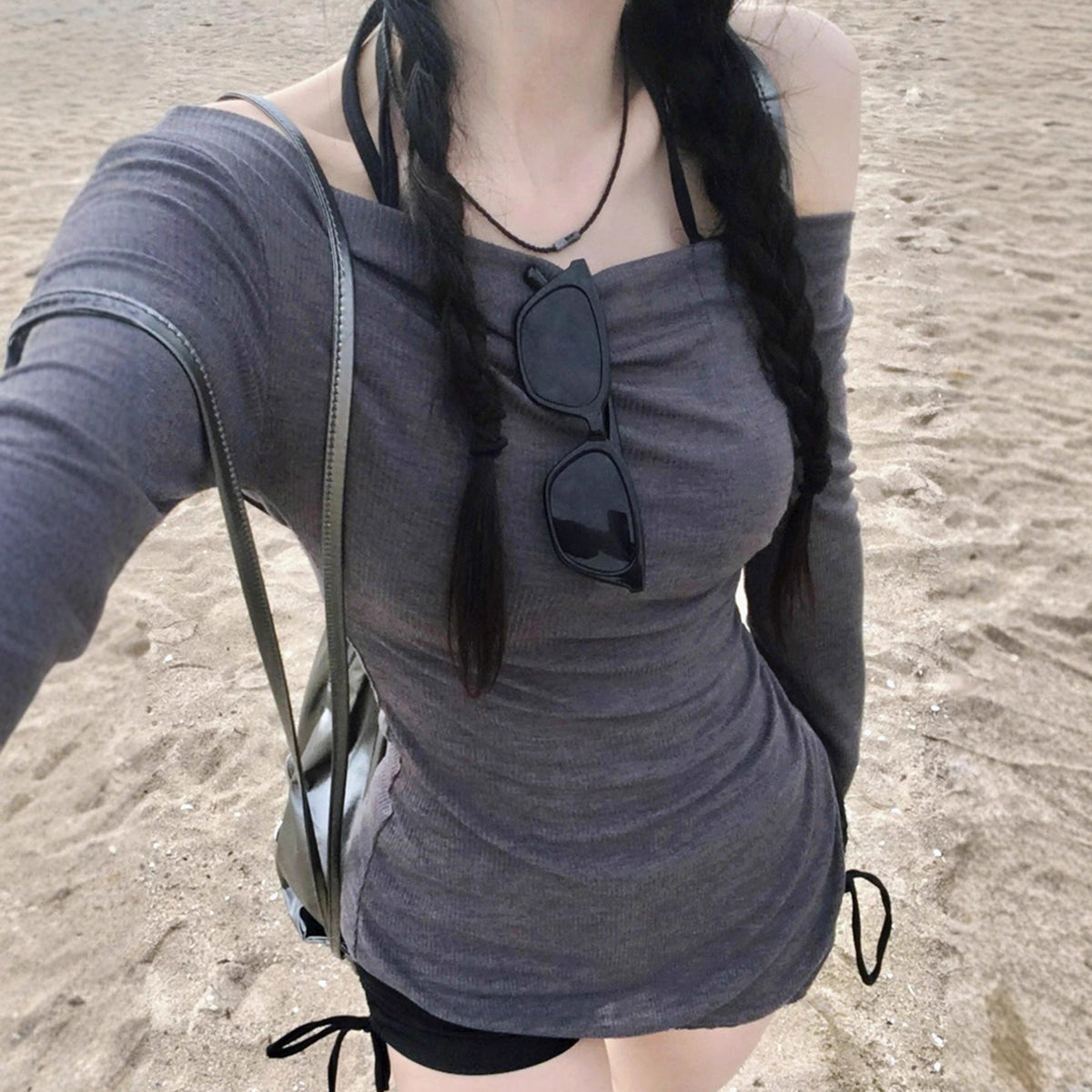 Strickkleid mit Rippstruktur und Raffung für Damen