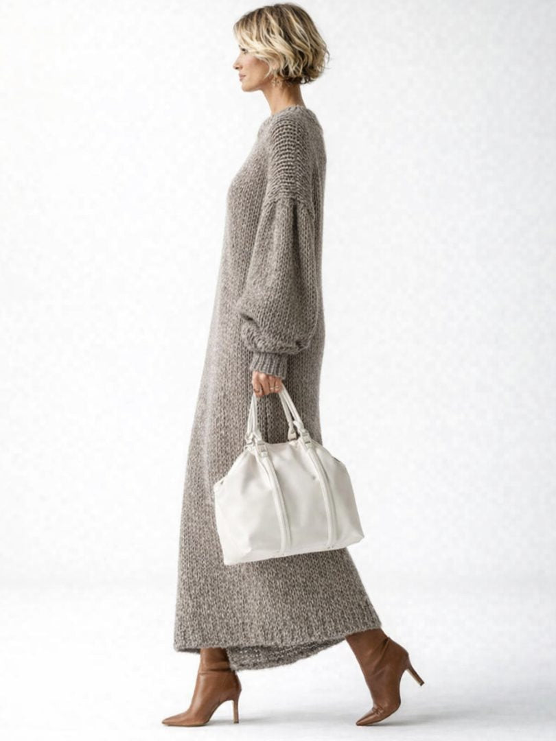 Strickkleid mit Rippstruktur und weitem Schnitt für Damen