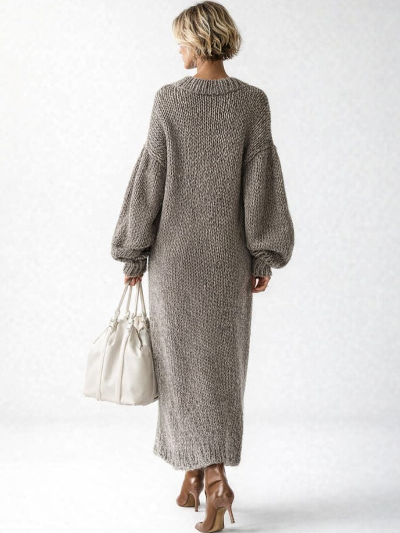 Strickkleid mit Rippstruktur und weitem Schnitt für Damen