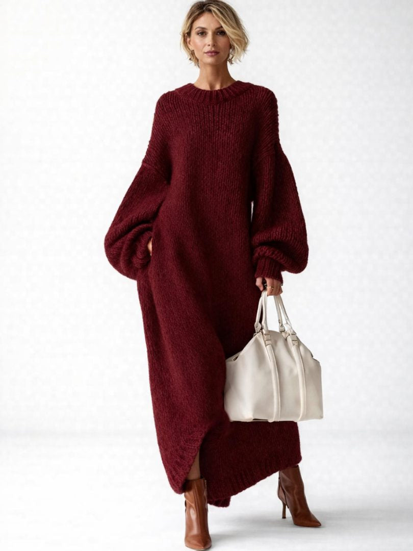 Strickkleid mit Rippstruktur und weitem Schnitt für Damen