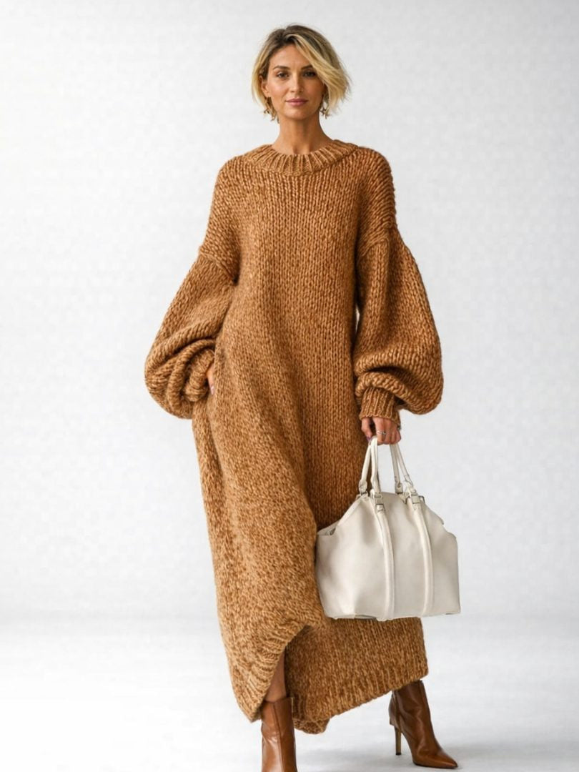 Strickkleid mit Rippstruktur und weitem Schnitt für Damen