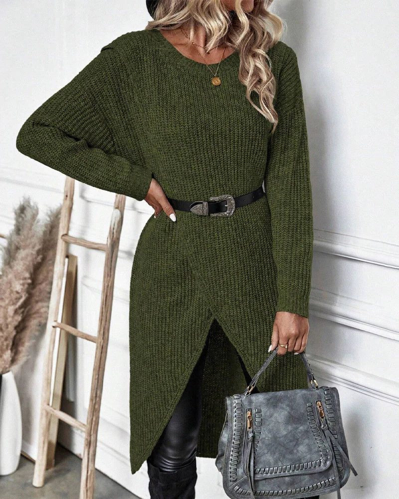 Strickkleid mit Rippstruktur und Wickeloptik für Damen