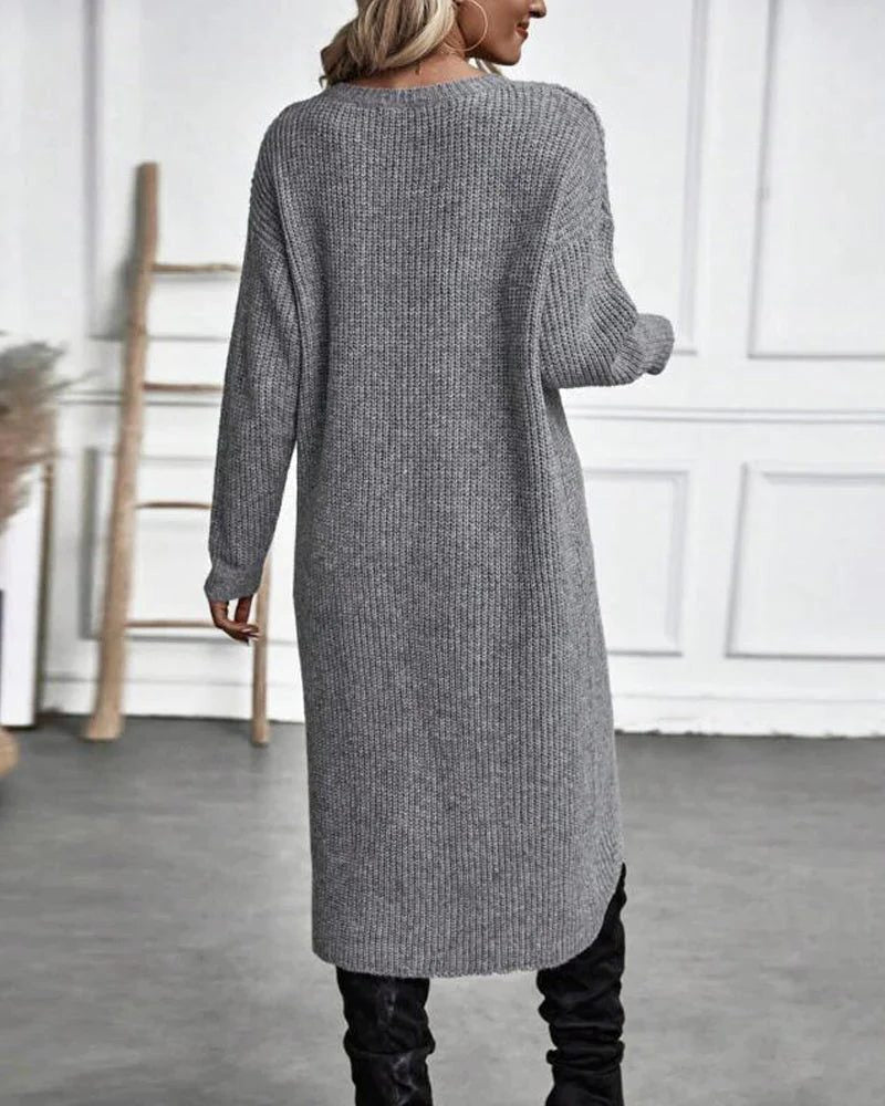 Strickkleid mit Rippstruktur und Wickeloptik für Damen