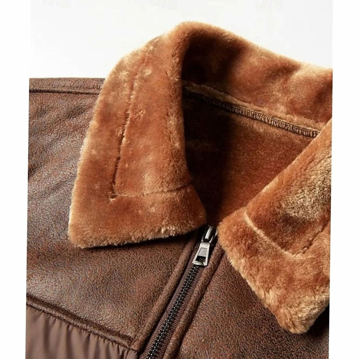Winterjacke mit Fellkragen und Kunstleder-Ärmeln für Herren in Dunkelbraun - Ansicht 4