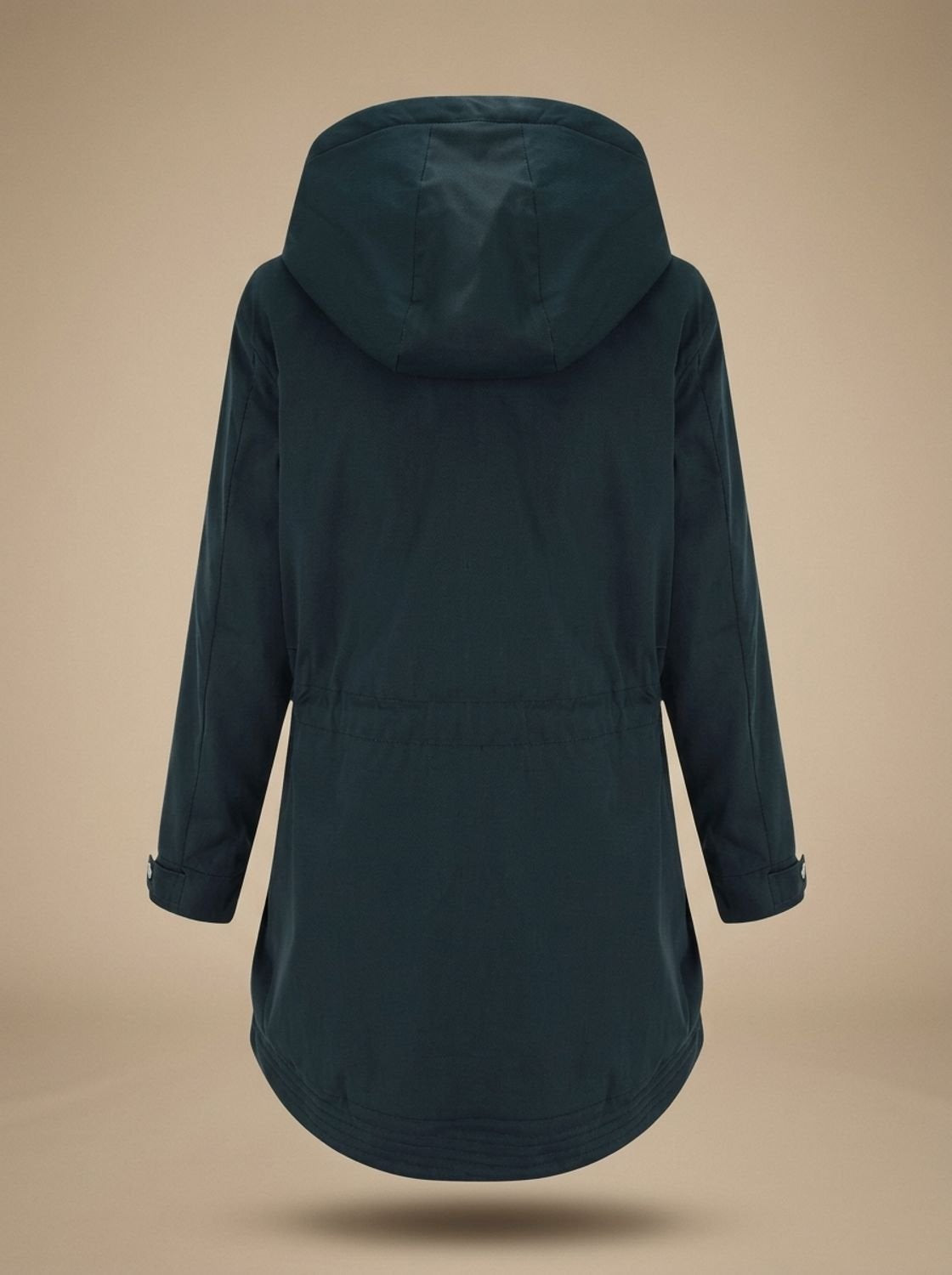Winterjacke mit Kapuze und Taillenkordel für Damen in Marineblau - Ansicht 4