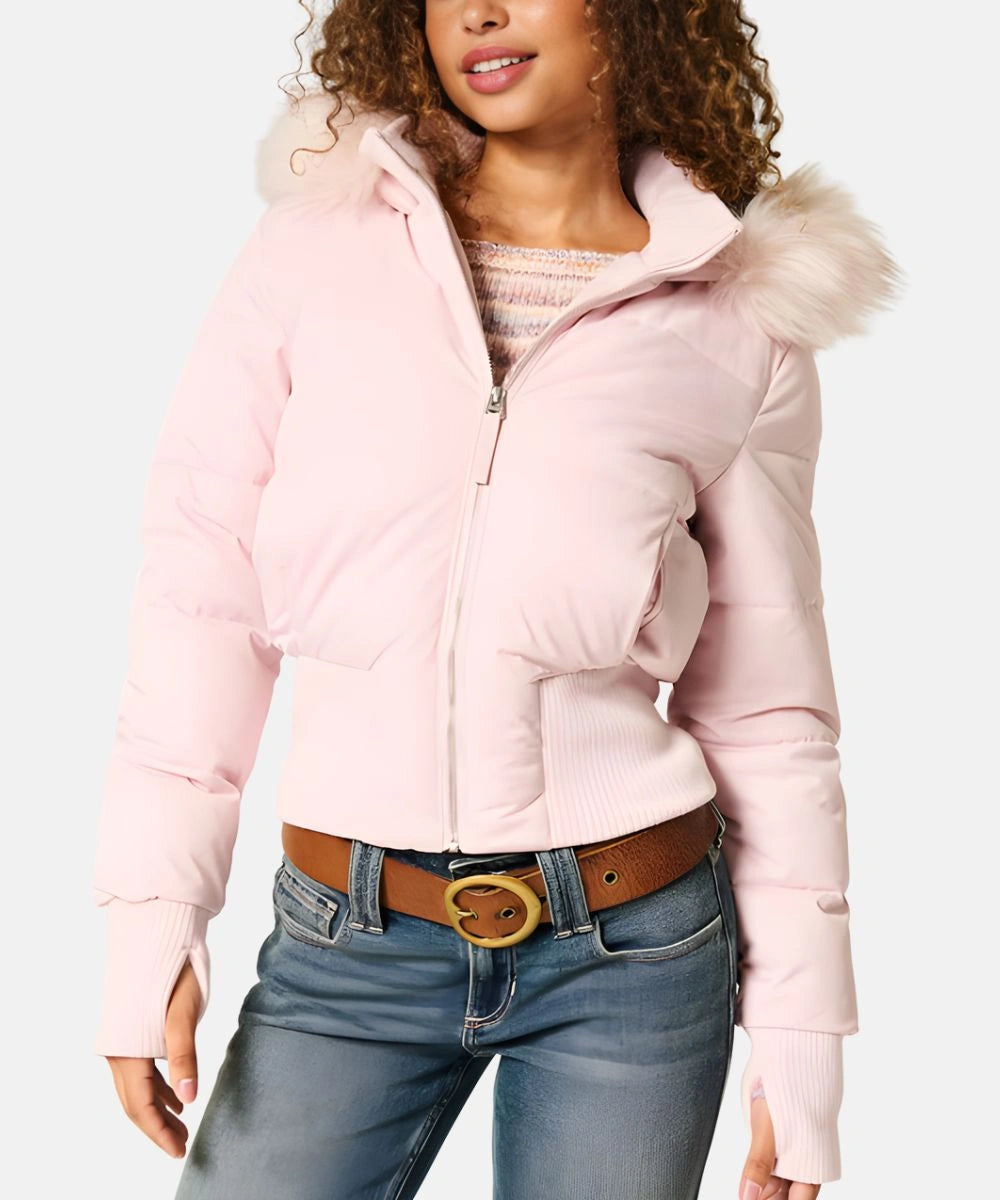 Winterjacke mit Steppung und Kunstfellkapuze für Damen
