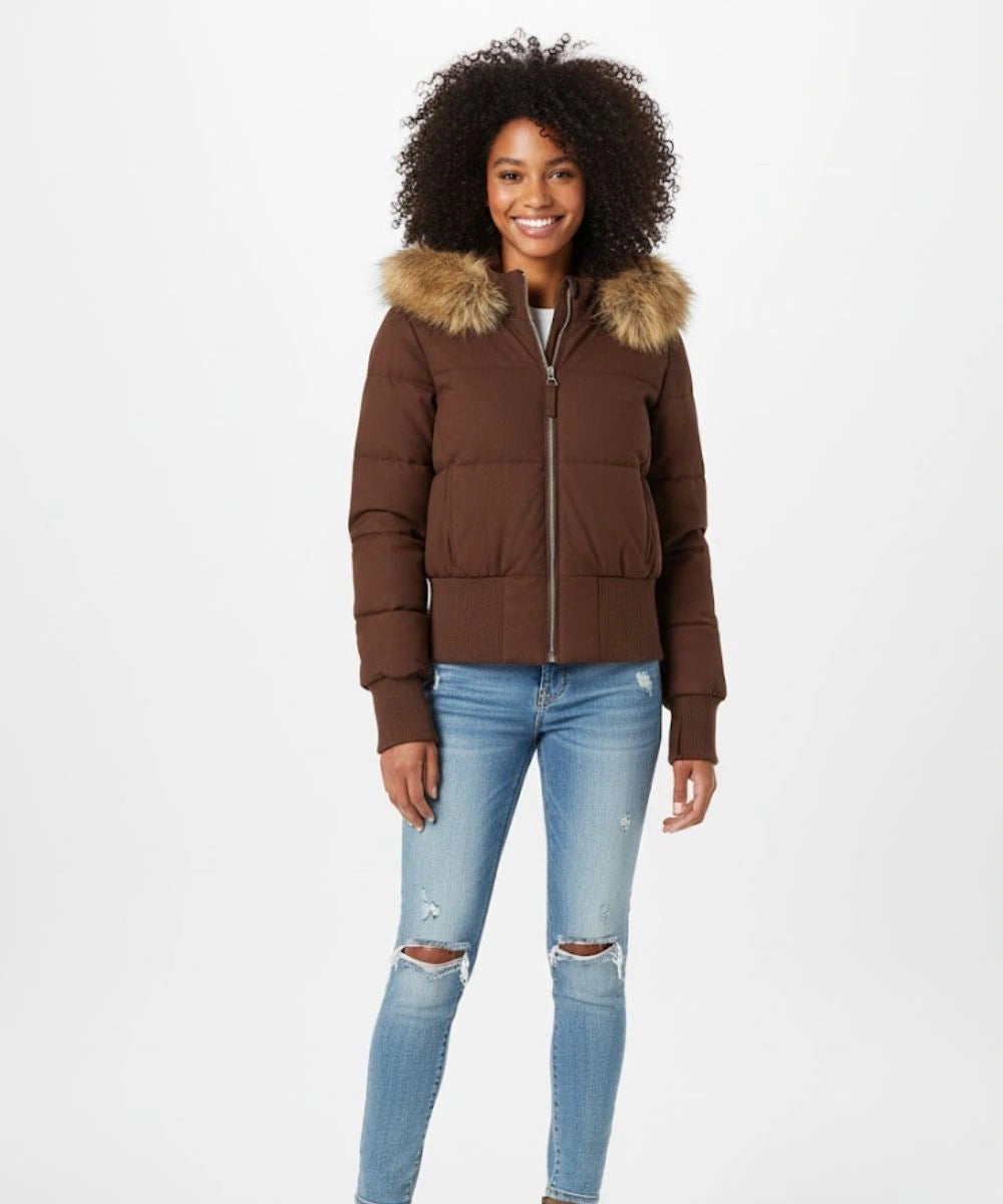 Winterjacke mit Steppung und Kunstfellkapuze für Damen