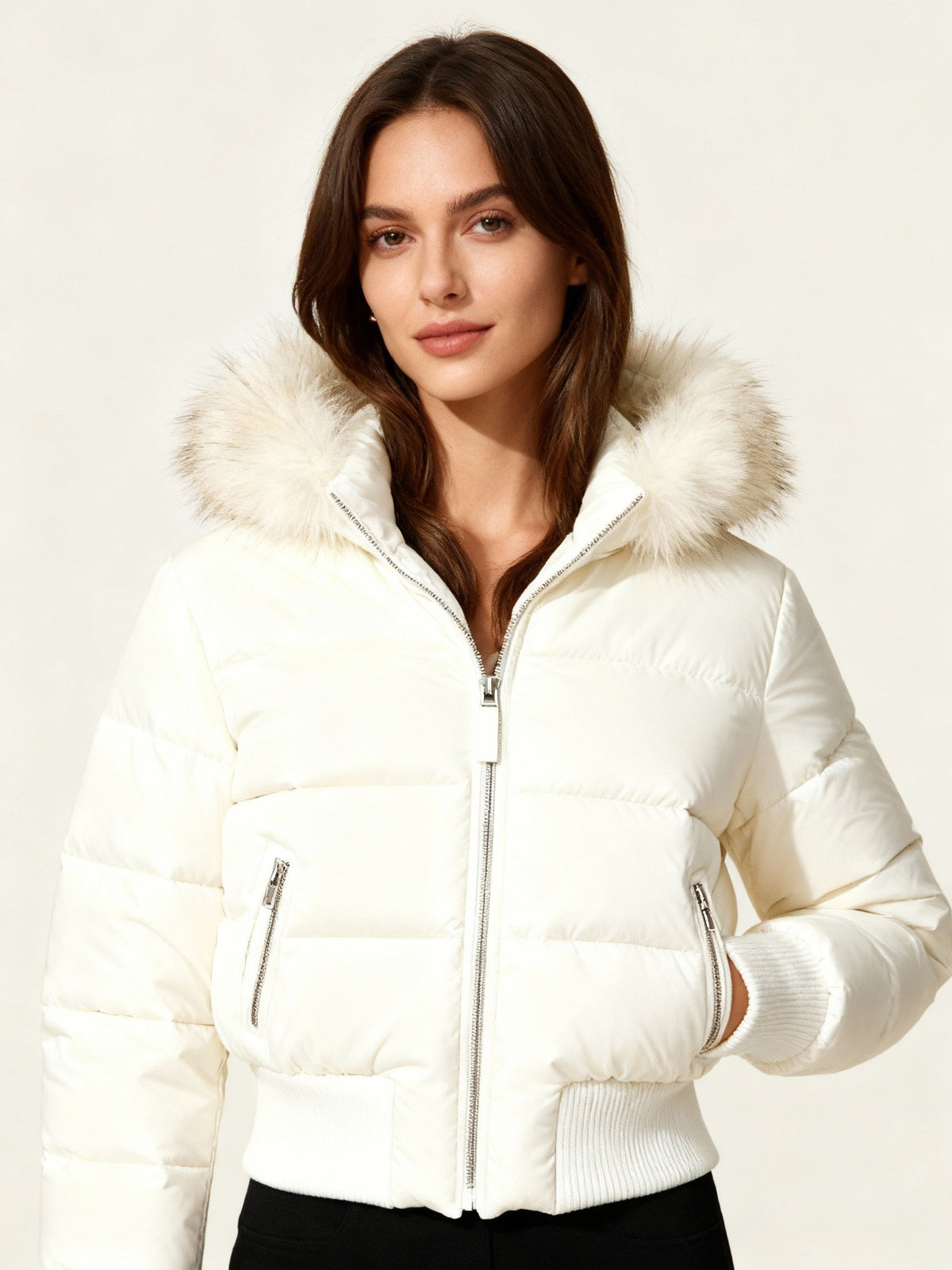 Winterjacke mit Steppung und Kunstfellkapuze für Damen