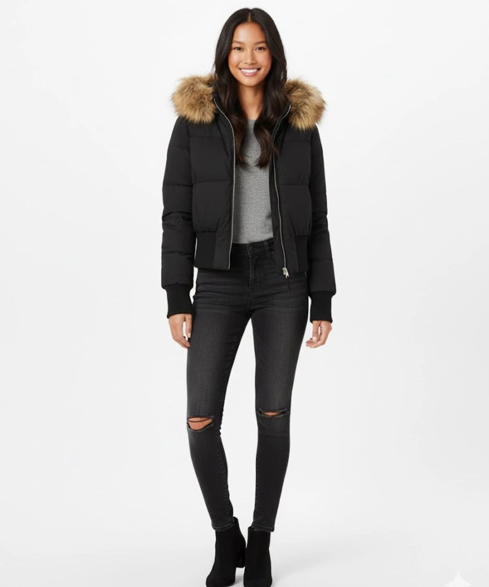 Winterjacke mit Steppung und Kunstfellkapuze für Damen