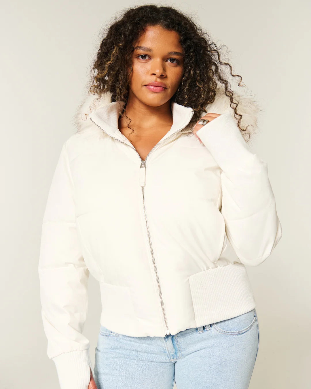 Winterjacke mit Steppung und Kunstfellkapuze für Damen