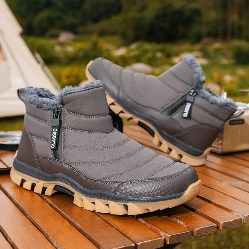 Winterstiefel gefüttert mit Gummisohle für Herren in Dunkelgrau - Ansicht 2