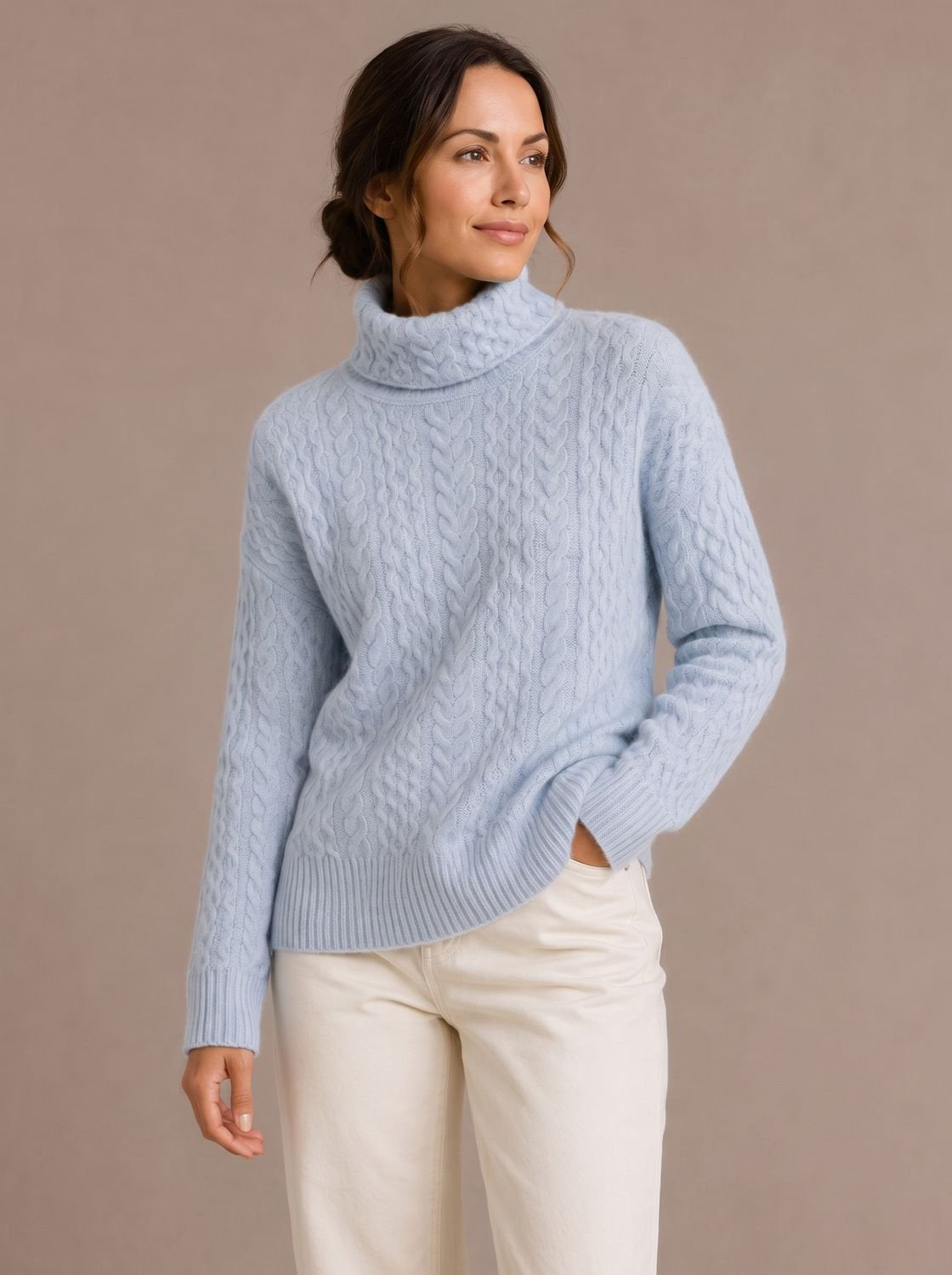 Zopfmuster Rollkragenpullover Damen Oversize für Herbst und Winter