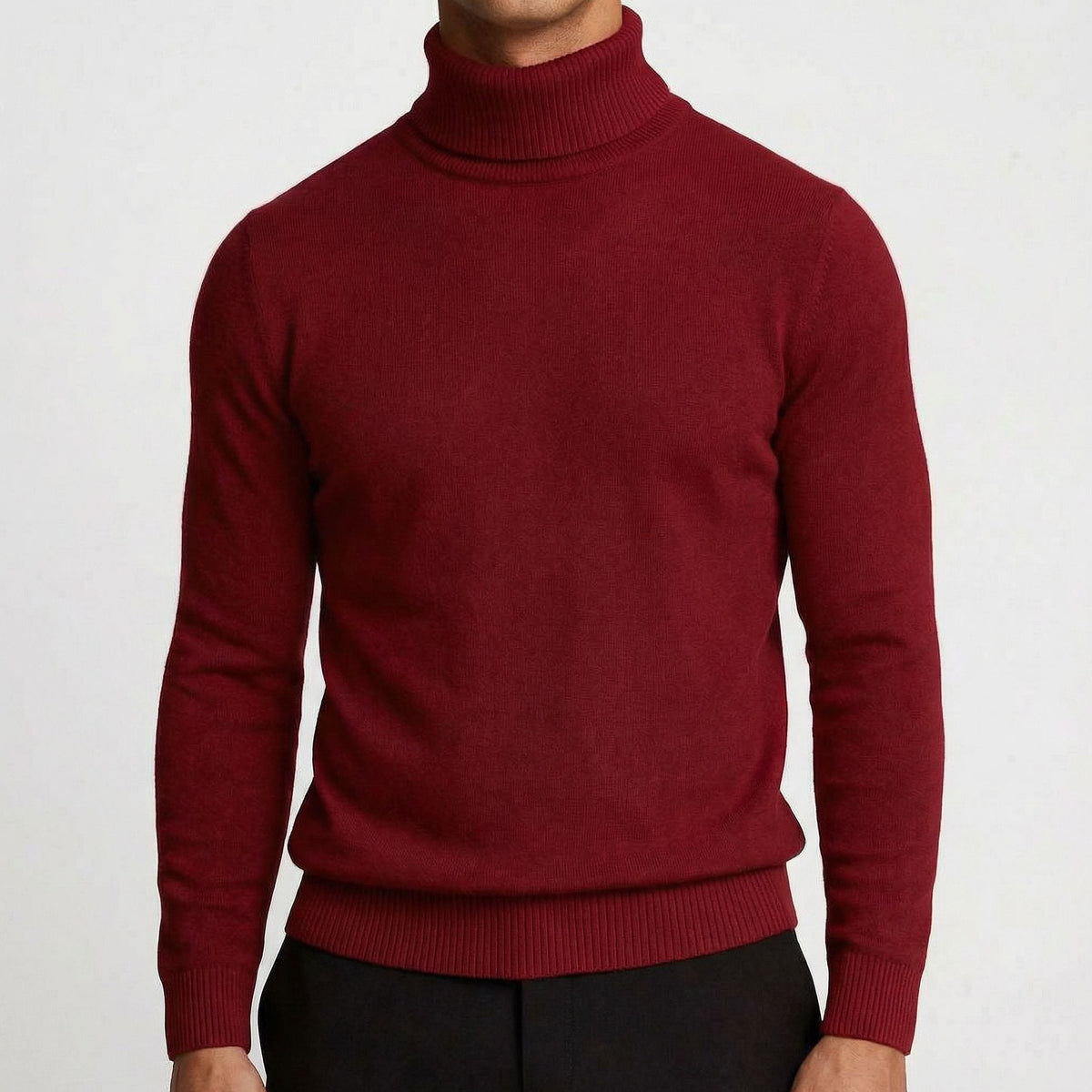 Bayer Modehaus - Herren Rollkragenpullover aus Feinstrick, klassisch geschnitten in Rot