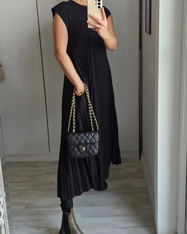 Bayer Modehaus - Damen Plisseekleid mit Rundhals, Maxi-Länge, kurze Ärmel - Produktbild 11