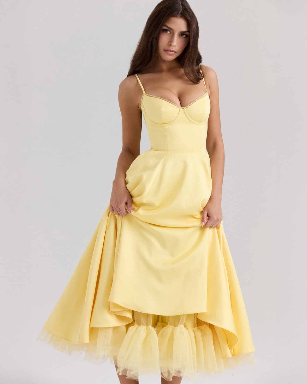 Bayer Modehaus - Damen Midikleid mit Herz-Ausschnitt und Spaghettiträgern - Produktbild 4