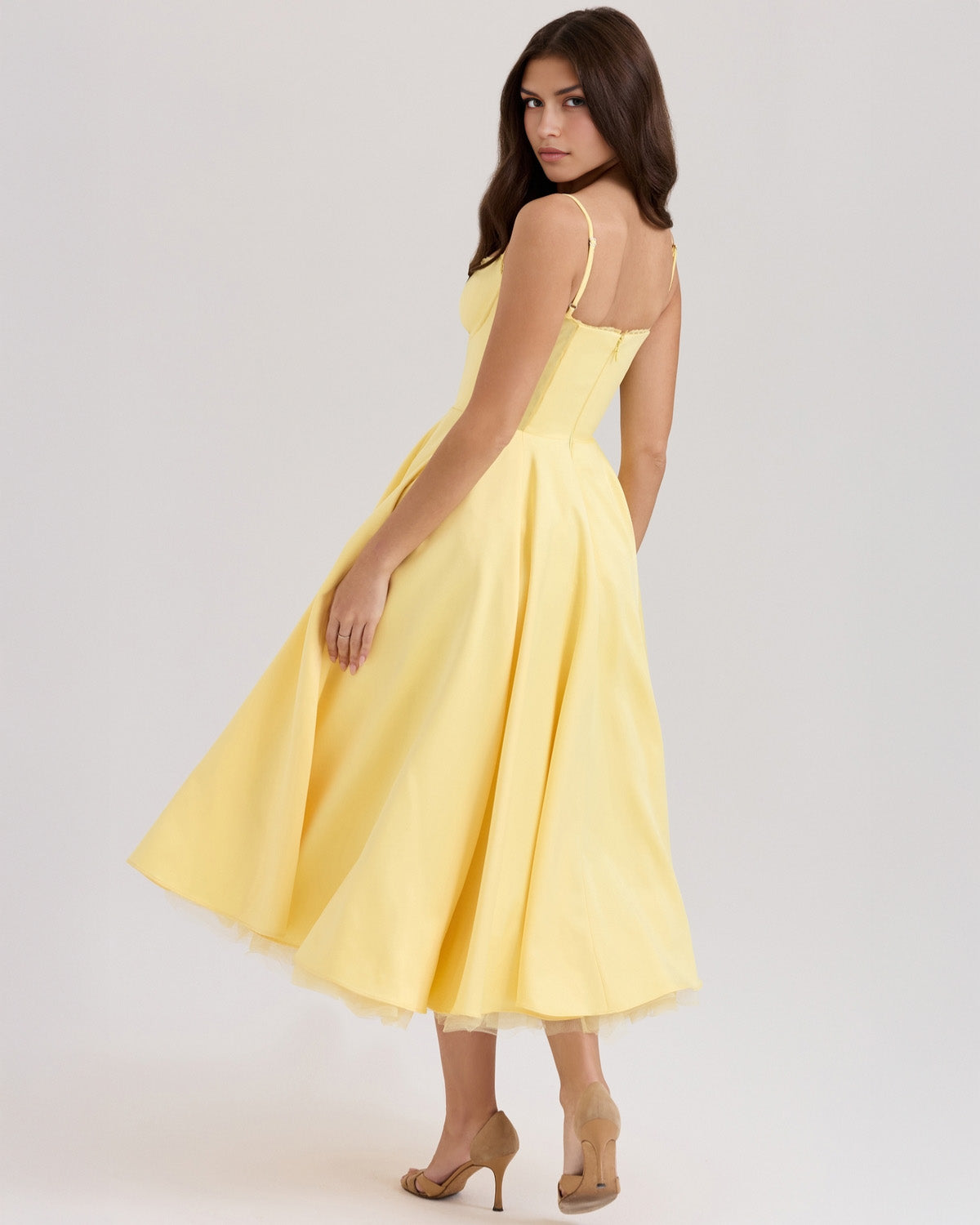 Damen Midikleid mit Herz-Ausschnitt und ausgestelltem Rock - weitere Ansicht