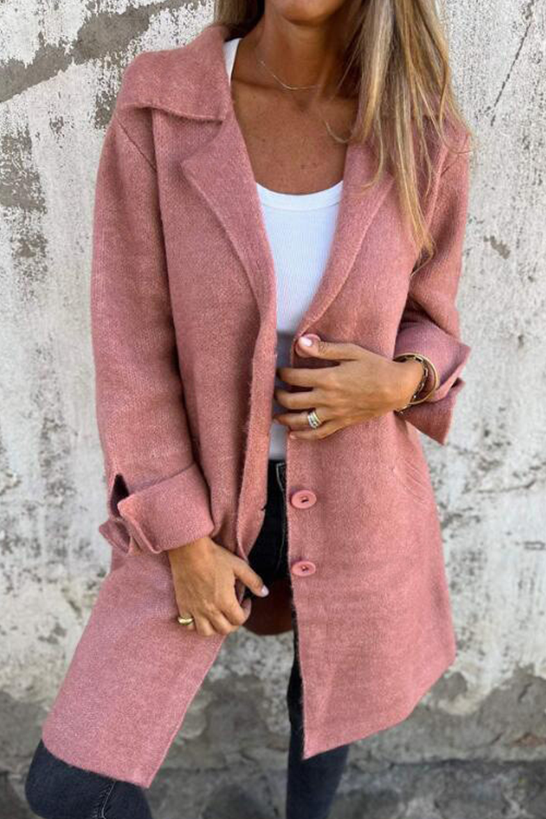 Bayer Modehaus - Damen Langer Mantel mit Reverskragen und Knopfleiste in Rosa