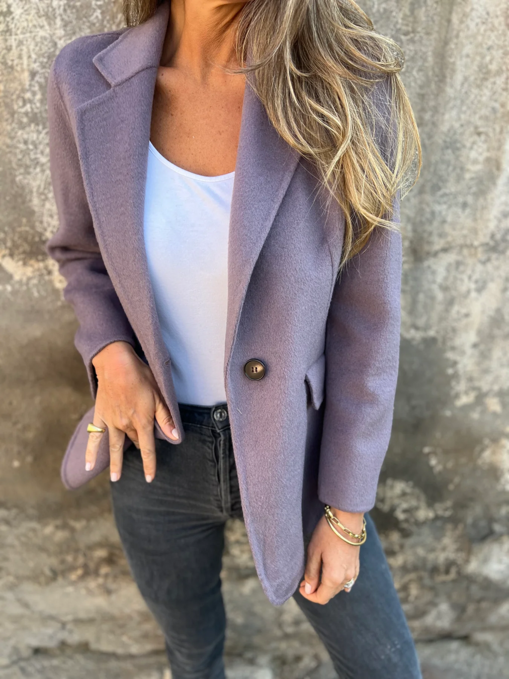 Einreihiger Damen-Blazer mit Reverskragen in Violett