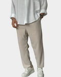 Herren Ripphose in Cord-Optik mit Bundfalte, Beige