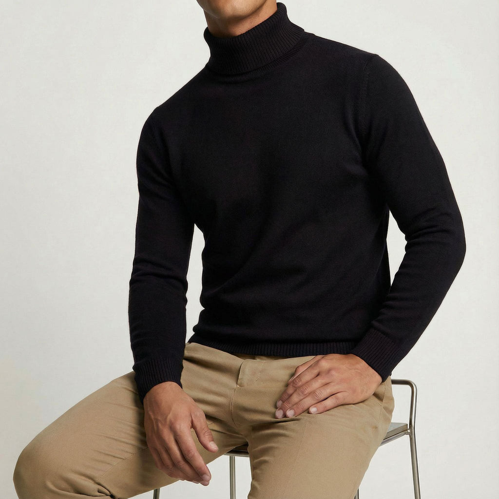 Herren Rollkragenpullover aus Feinstrick, klassisch geschnitten