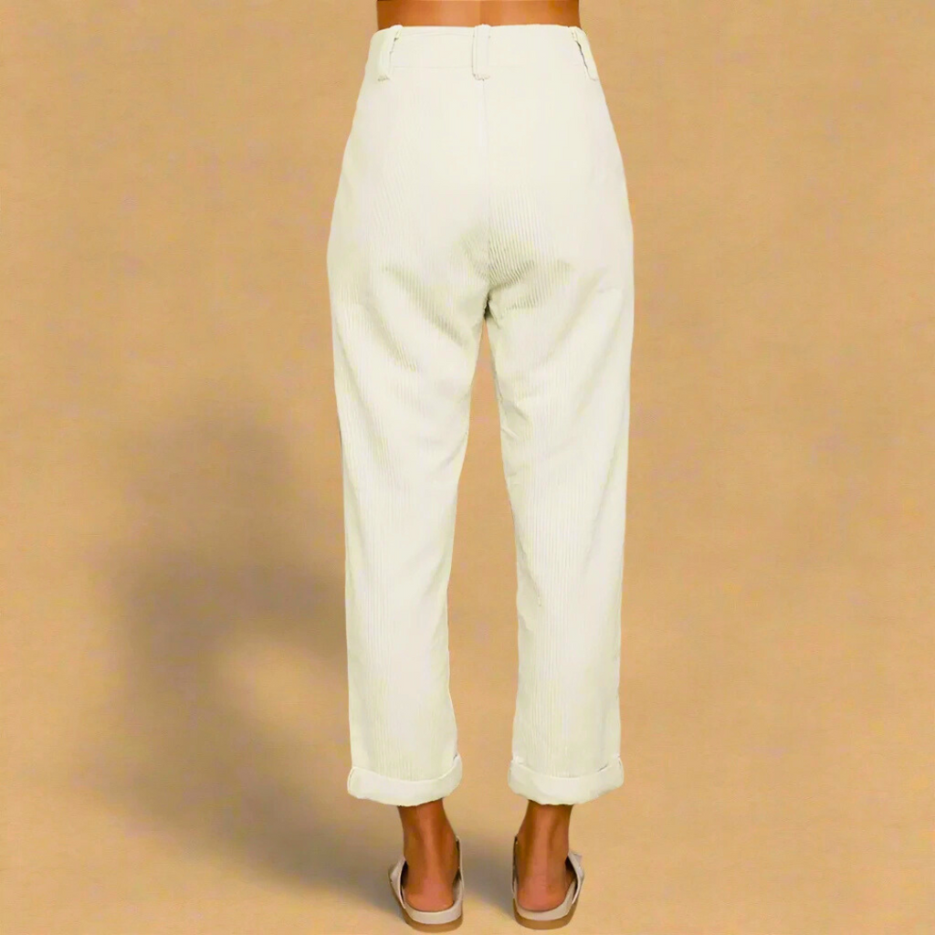 Damen Cordhose mit Bundfalten und umgekrempeltem Saum - weitere Ansicht