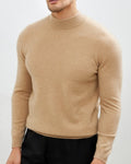 Herren Feinstrick-Pullover mit Stehkragen in Beige