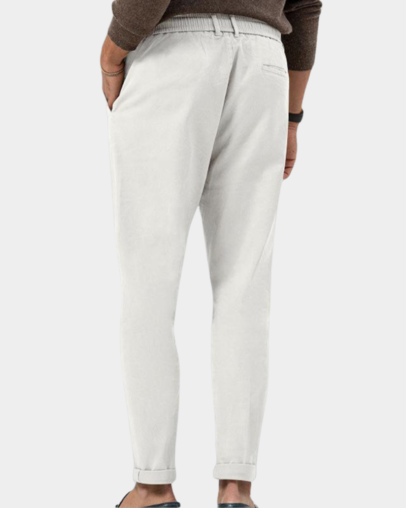 Herren Bundfaltenhose mit Elastikbund, schmal zulaufend