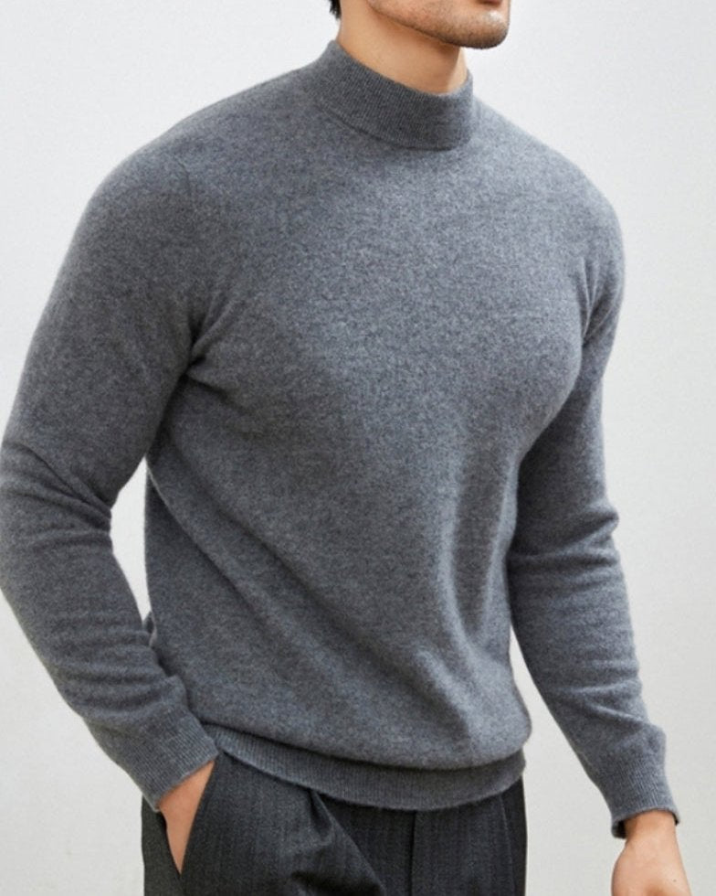 Bayer Modehaus - Herren Feinstrick-Pullover mit Stehkragen, lange Ärmel in Grau