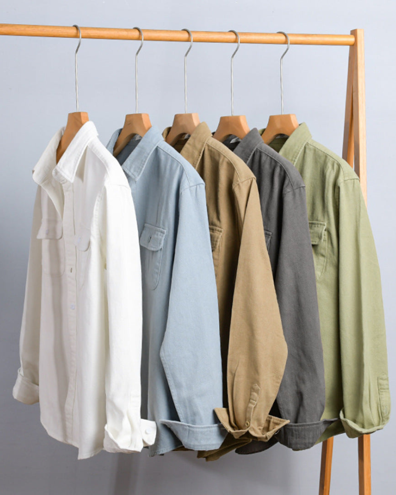 Herren Overshirt mit Pattentaschen und Knopfleiste, Langarm