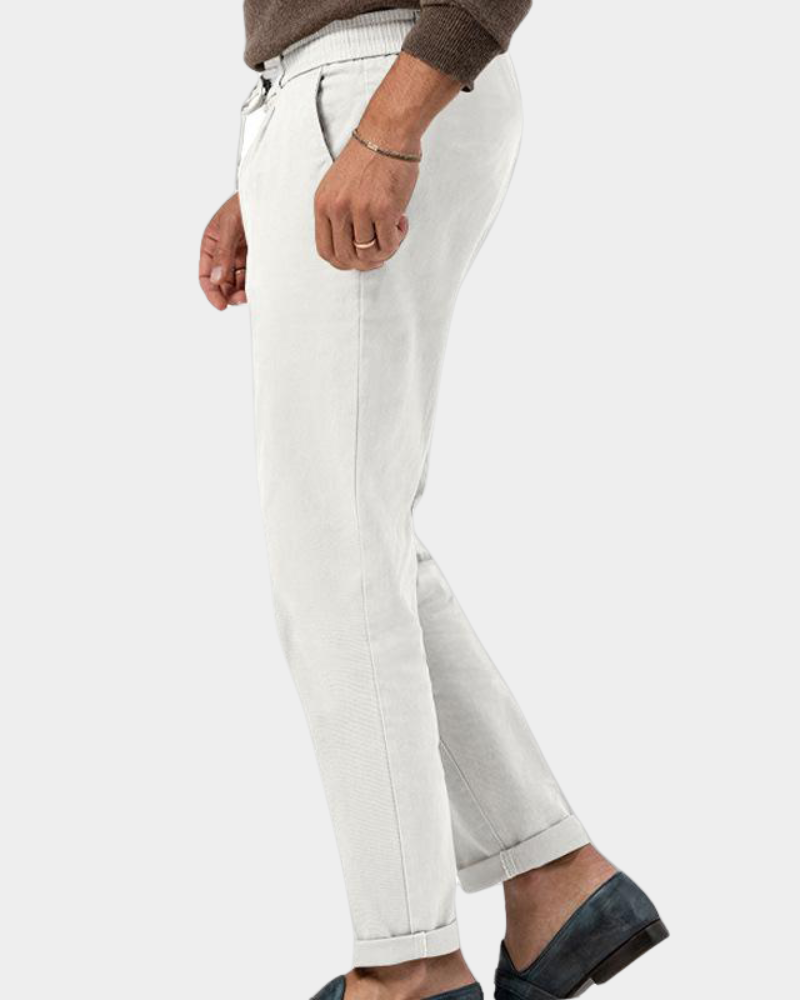 Herren Bundfaltenhose mit Elastikbund, schmal zulaufend