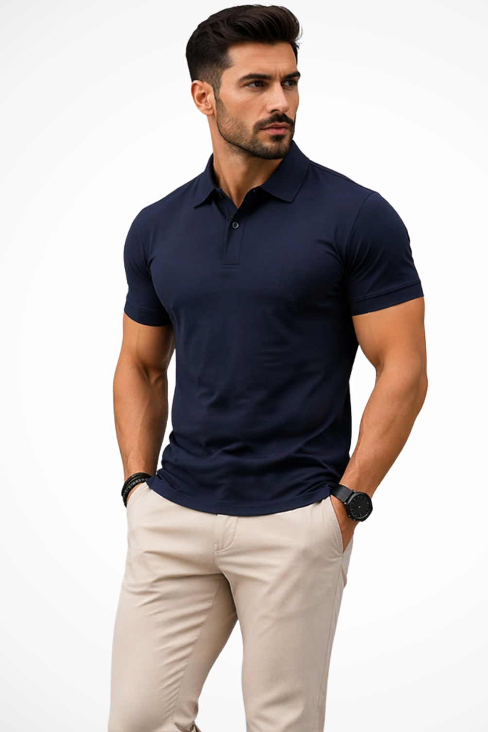 Poloshirt Herren Muscle Fit mit Polokragen aus Jersey