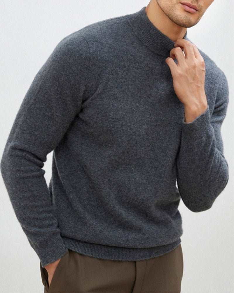 Herren Feinstrick-Pullover mit Stehkragen, lange Ärmel