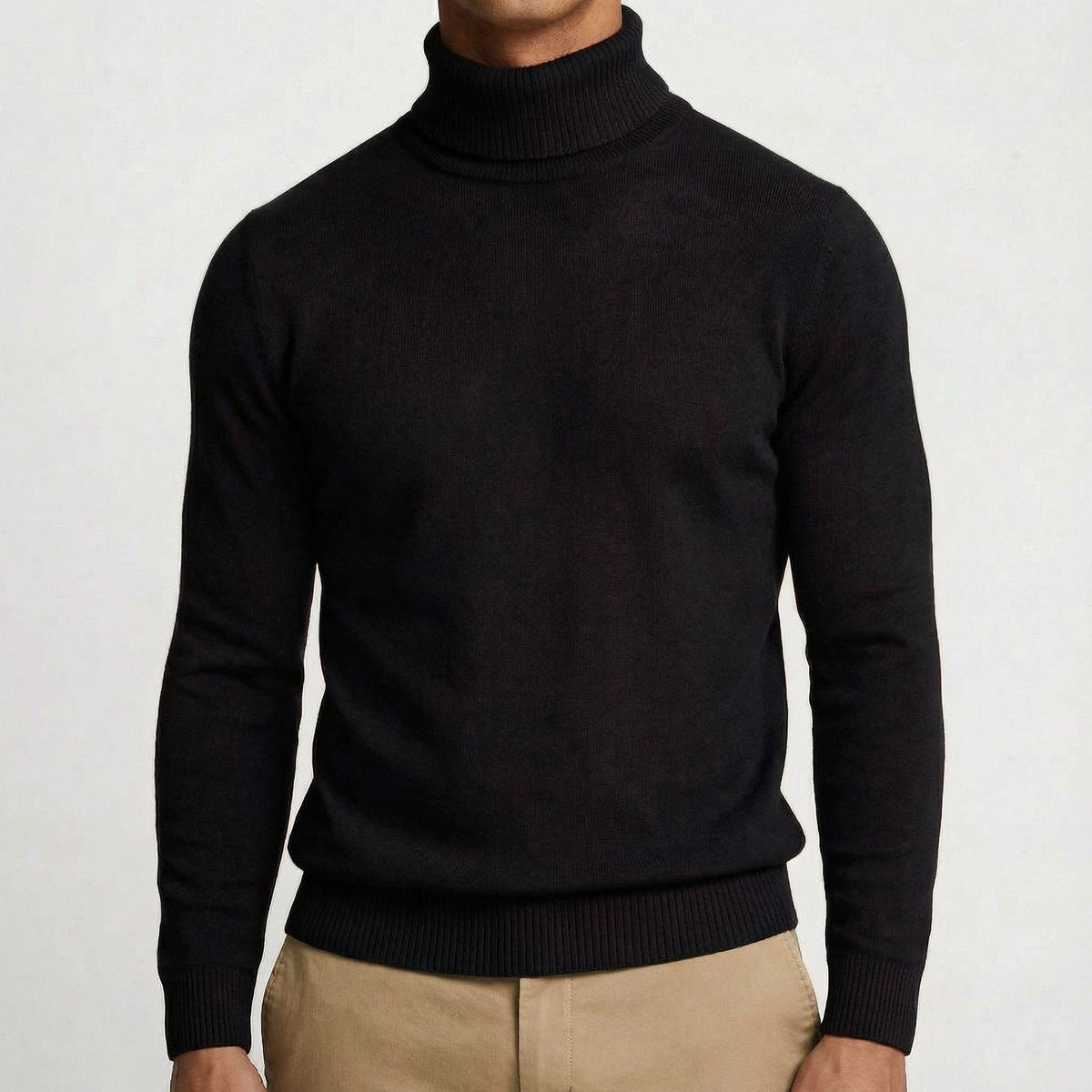Bayer Modehaus - Herren Rollkragenpullover aus Feinstrick, klassisch geschnitten in Schwarz