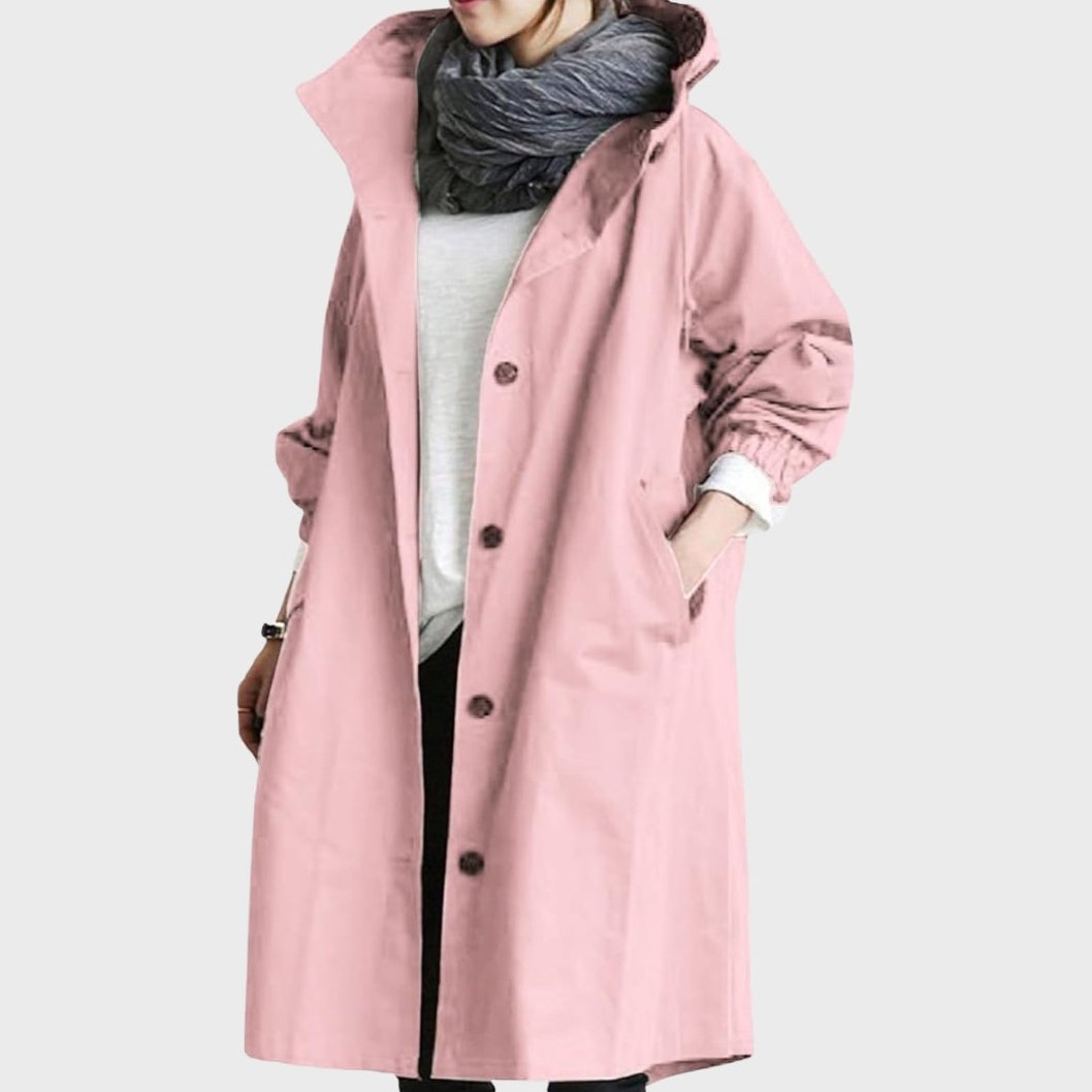 Bayer Modehaus - Damen Oversized Mantel mit Kapuze, langer Übergangsmantel in Rosa