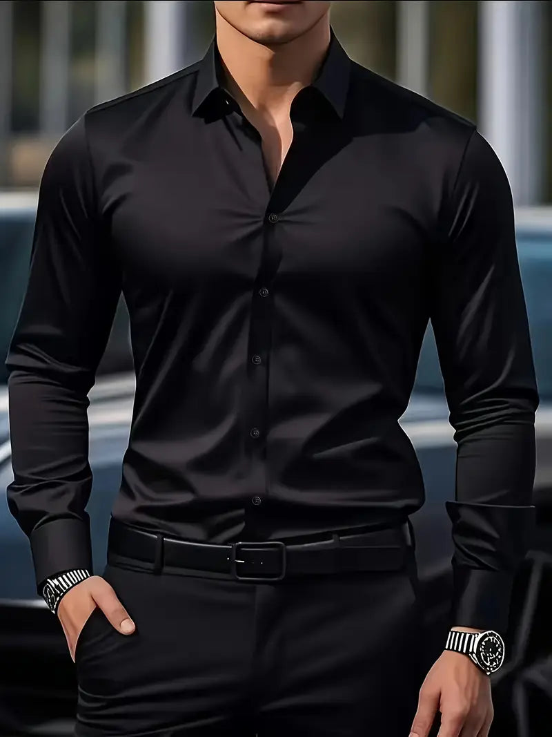 Herren Business-Hemd mit Kentkragen und langer Knopfleiste