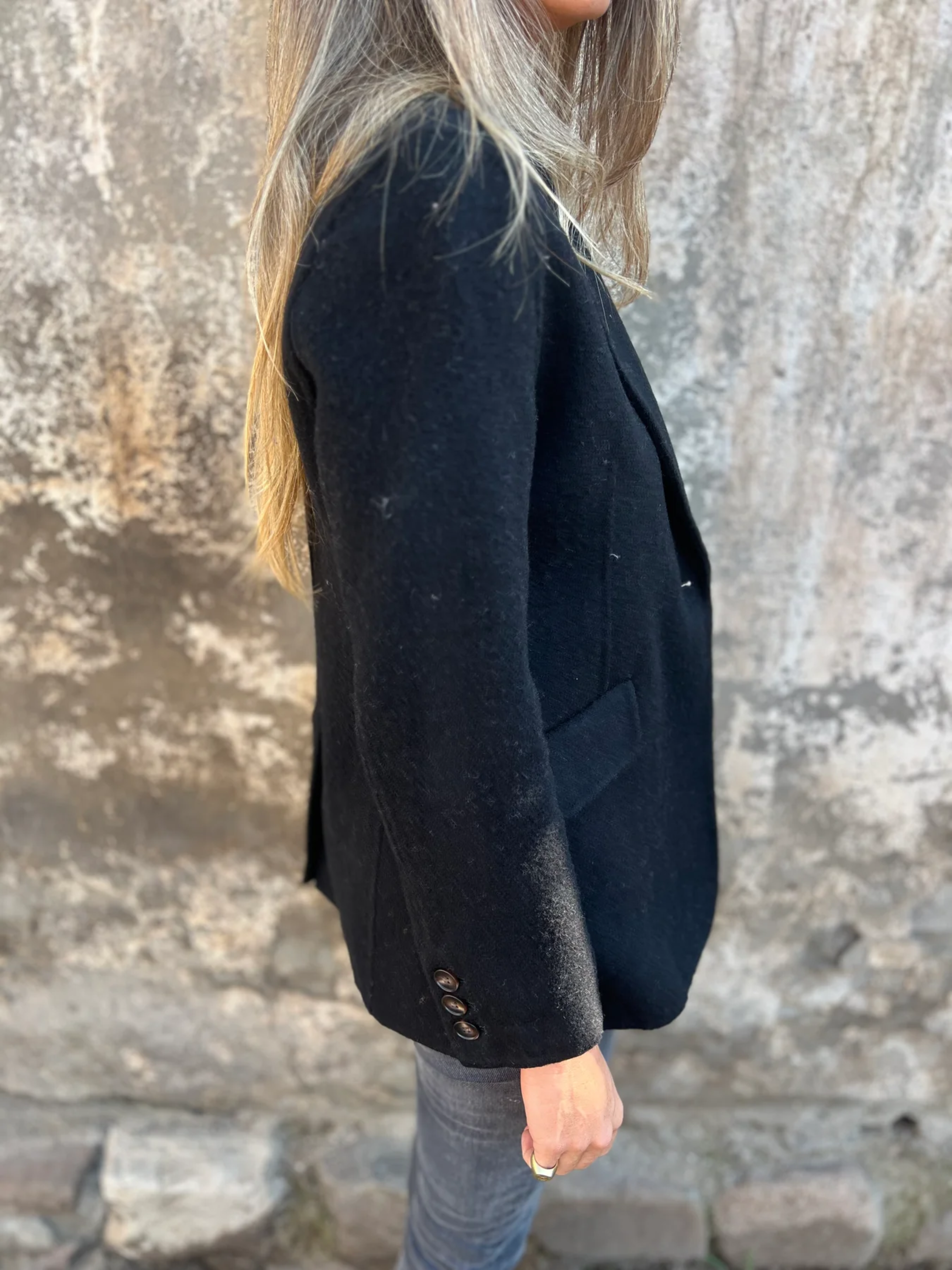 Einreihiger Damen-Blazer mit Reverskragen, hüftlang - weitere Ansicht