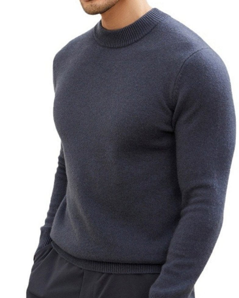 Bayer Modehaus - Herren Feinstrick-Pullover mit Stehkragen, lange Ärmel in Dunkelgrau