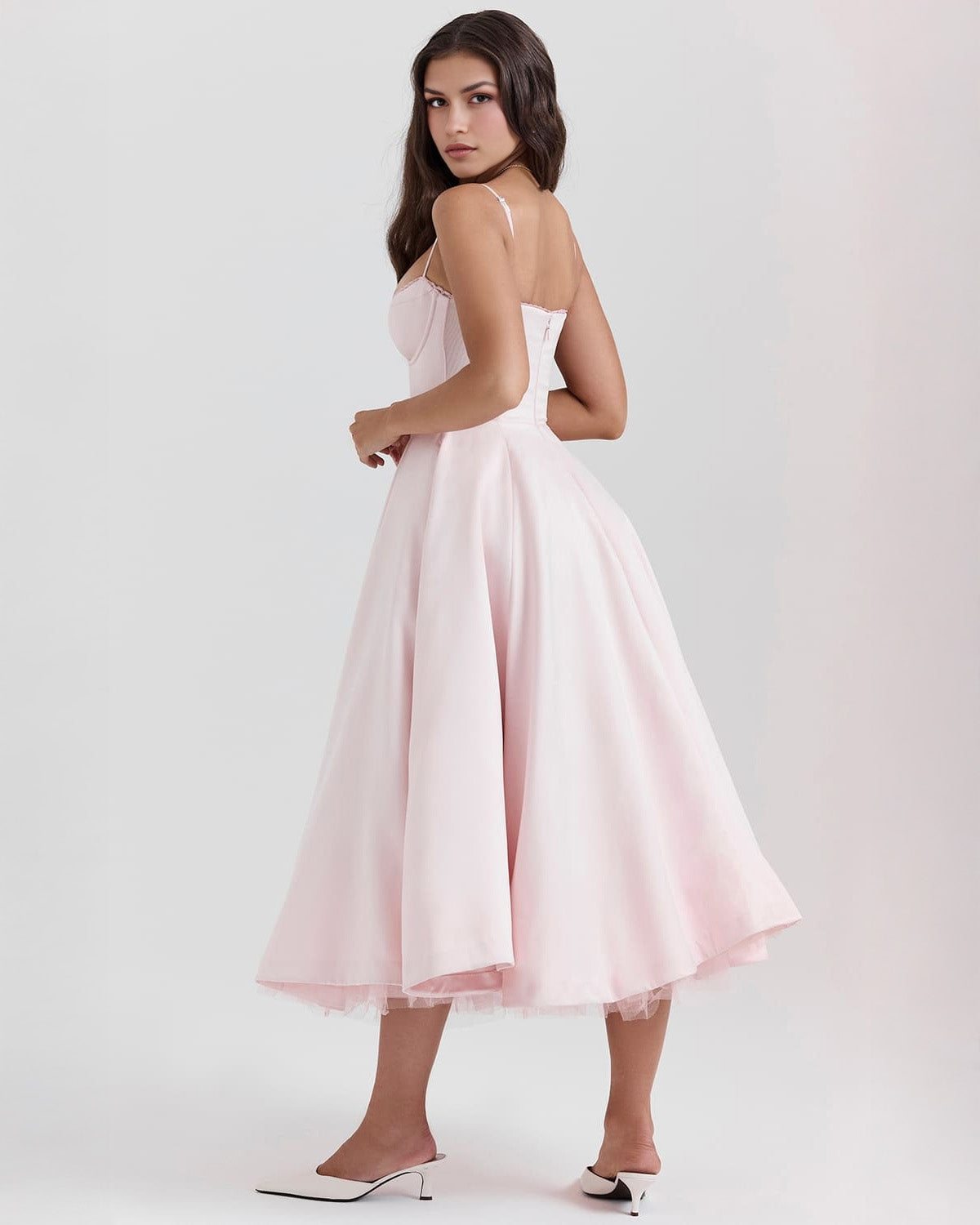 Damen Midikleid mit Herz-Ausschnitt und ausgestelltem Rock - weitere Ansicht