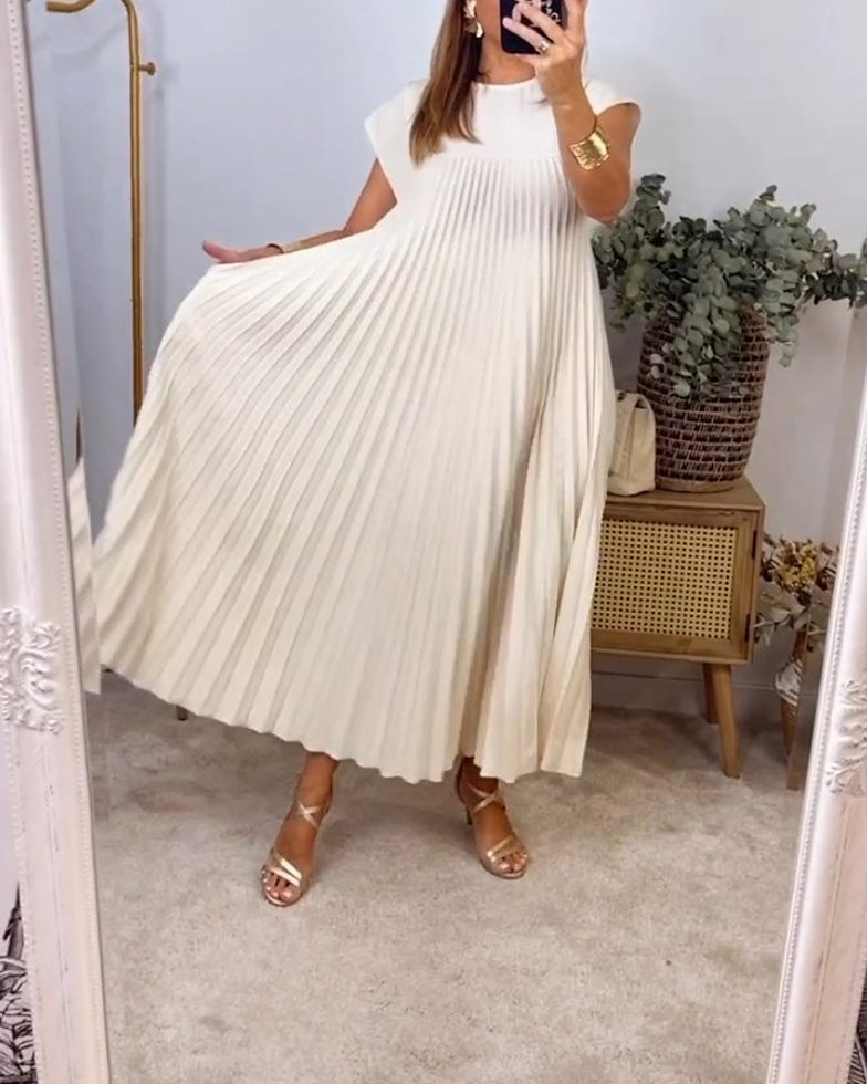 Bayer Modehaus - Damen Plisseekleid mit Rundhals, Maxi-Länge, kurze Ärmel - Produktbild 8