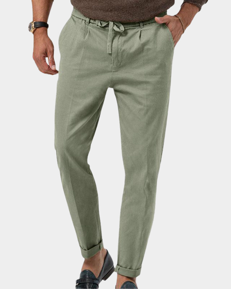 Herren Bundfaltenhose mit Elastikbund, schmal zulaufend