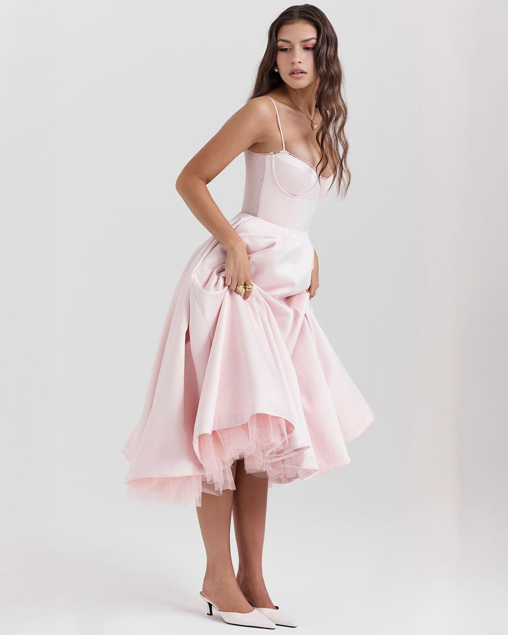 Damen Midikleid mit Herz-Ausschnitt und ausgestelltem Rock - weitere Ansicht